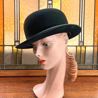 30s Vintage Stetson Hat Classic Bowler Black 7 1/4 Large Men's Women's VFG