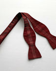 50s Silk Bow Tie Men's Vintage Maroon Moire Geometric Weave Sulka VFG