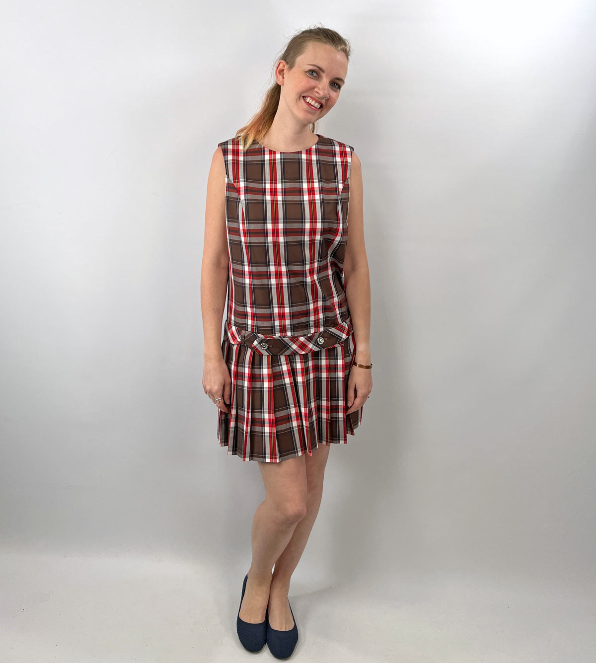 60s Plaid Scooter Dress Drop Waist School Girl Mod Tami Sophisticates VFG