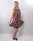 60s Plaid Scooter Dress Drop Waist School Girl Mod Tami Sophisticates VFG