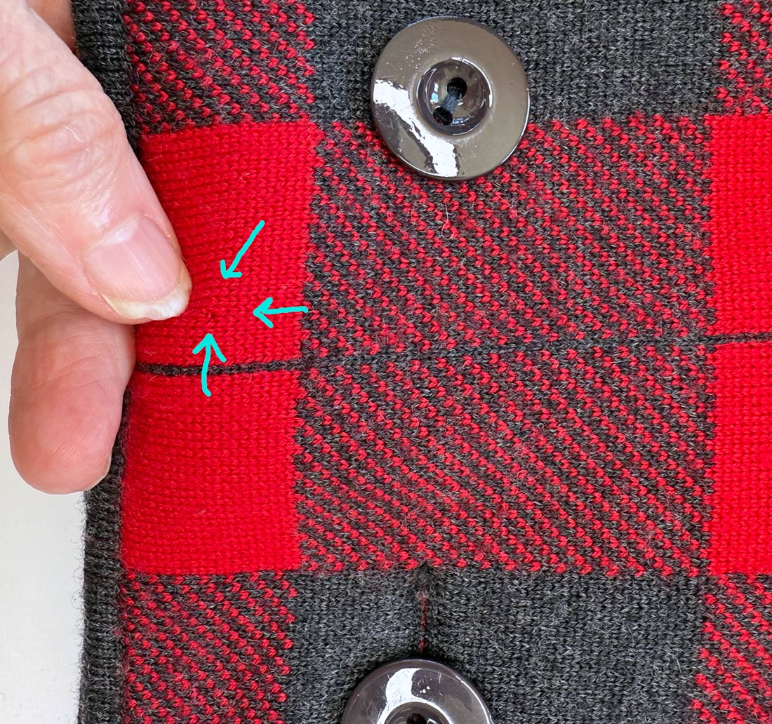 80s Designer Red &amp; Gray Plaid Knit SweaterJacket Valentino VFG