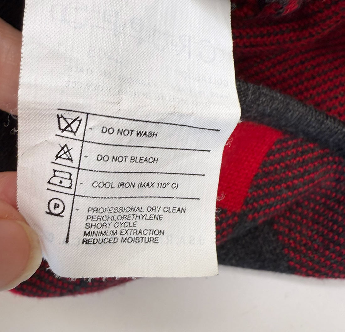 80s Designer Red &amp; Gray Plaid Knit SweaterJacket Valentino VFG