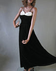 Women's 50s Dress  Vintage Velvet Party Shelf Bust Full Skirt Evening Gown Small VFG