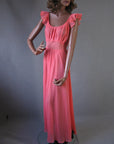 50s Vanity Fair Women's Nightgown Vintage Coral Pink Crystal Pleat Nightie Small VFG