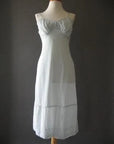 50s 60s Vintage Deadstock Nylon Slip Feminine Pale Aqua Lace Lingerie Small 34T