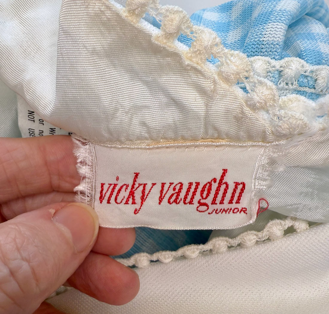 60s Maxi Dress Halter Neck Gingham Medium Vicky Vaughn VFG