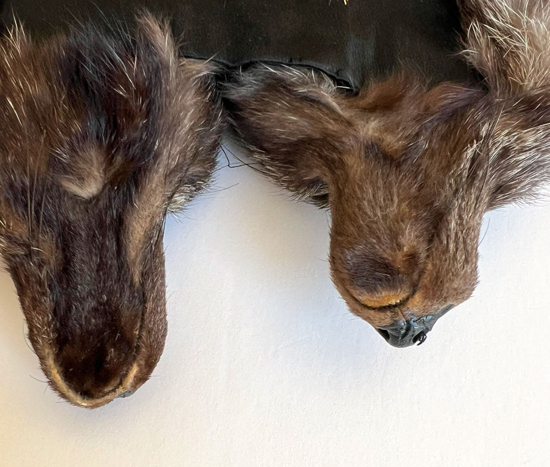 Double Silver Fox Fur Stole Glam Flawed As-Is Weisser VFG