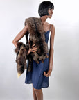 Double Silver Fox Fur Stole Glam Flawed As-Is Weisser VFG