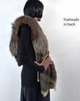 Double Silver Fox Fur Stole Glam Flawed As-Is Weisser VFG
