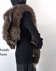 Double Silver Fox Fur Stole Glam Flawed As-Is Weisser VFG