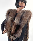 Double Silver Fox Fur Stole Glam Flawed As-Is Weisser VFG