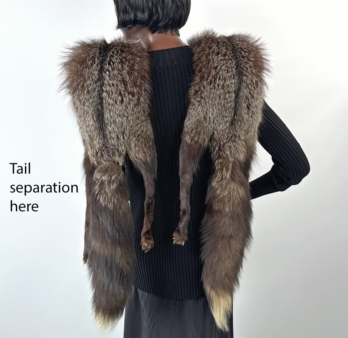Double Silver Fox Fur Stole Glam Flawed As-Is Weisser VFG