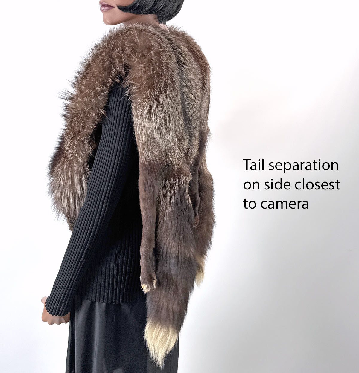 Double Silver Fox Fur Stole Glam Flawed As-Is Weisser VFG