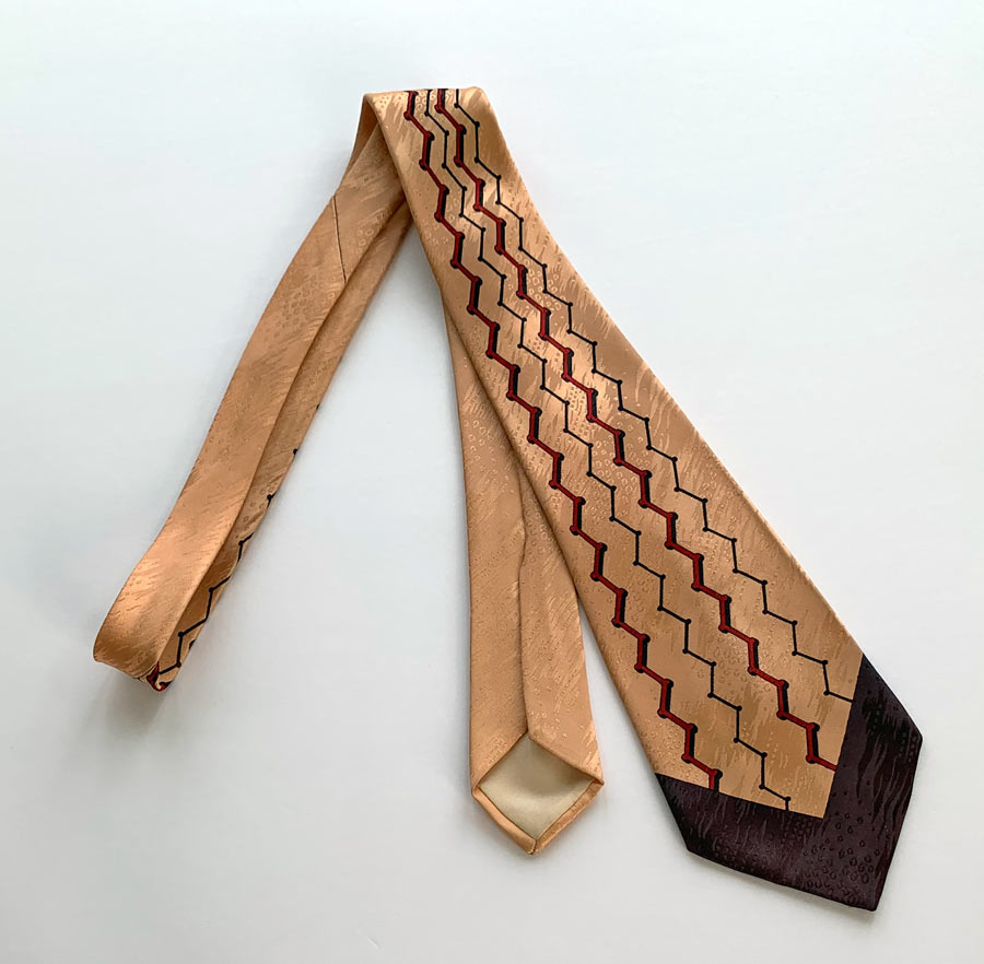 Vintage 40s Neck Tie Zigzag Geometric Underwater Bubbles Jacquard Wembley VFG