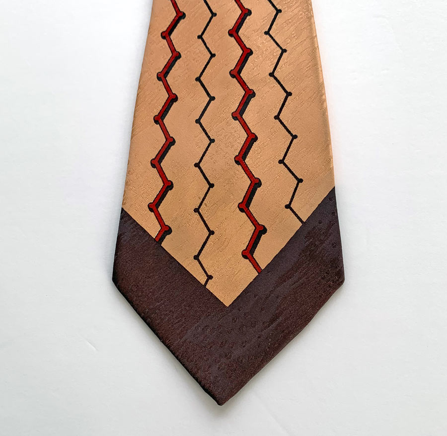 Vintage 40s Neck Tie Zigzag Geometric Underwater Bubbles Jacquard Wembley VFG