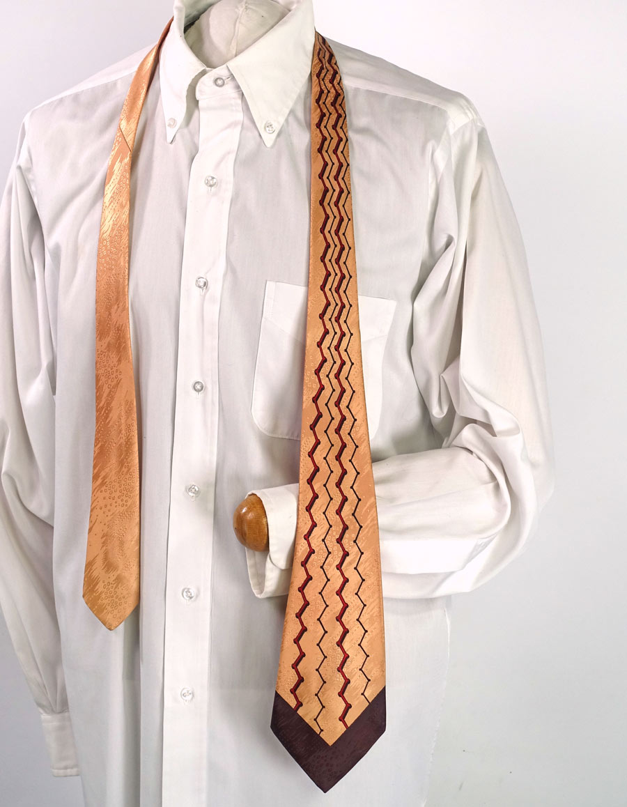 Vintage 40s Neck Tie Zigzag Geometric Underwater Bubbles Jacquard Wembley VFG