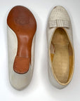 White Leather Pumps Vintage 30s Shoes Flat Bow Heels New Old Stock VFG