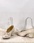 White Leather Pumps Vintage 30s Shoes Flat Bow Heels New Old Stock VFG
