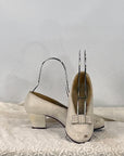 White Leather Pumps Vintage 30s Shoes Flat Bow Heels New Old Stock VFG