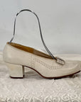 White Leather Pumps Vintage 30s Shoes Flat Bow Heels New Old Stock VFG