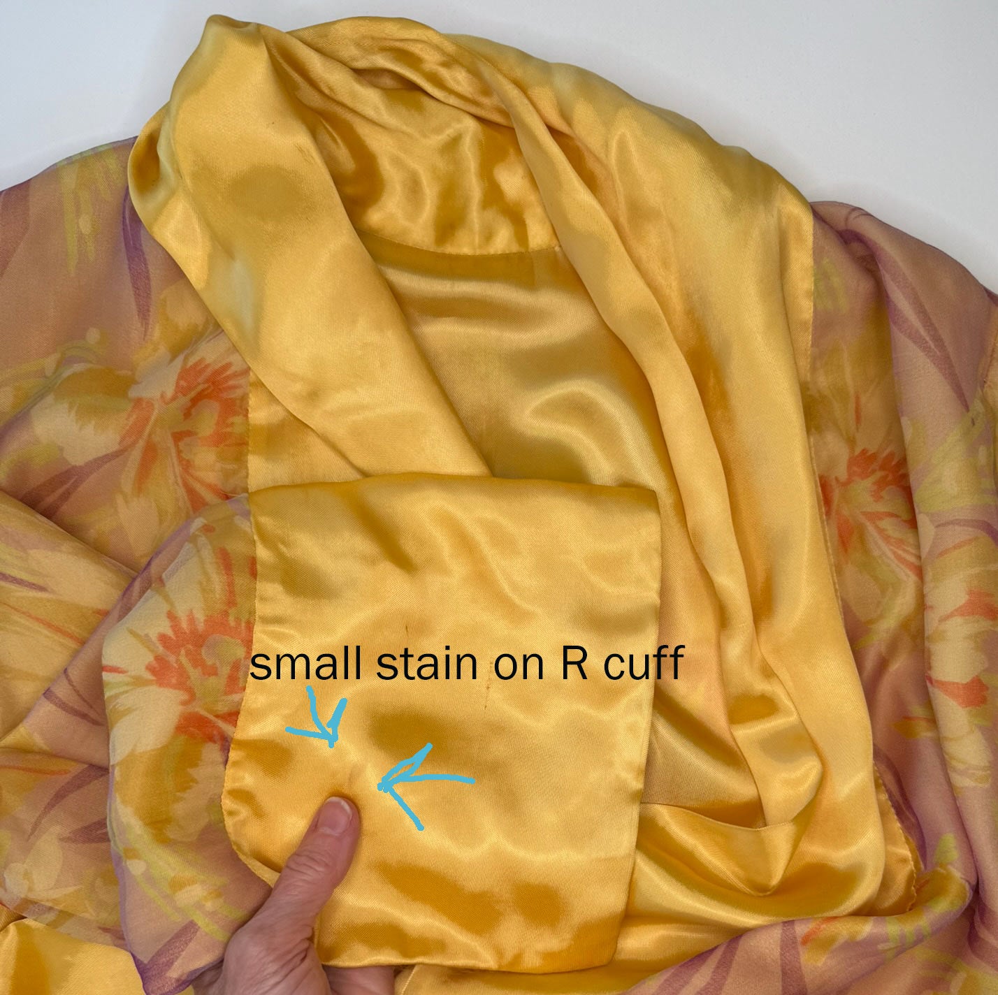 Vintage 20s Robe Yellow Gold Satin Floral Shimmer 30s Kimono Style VFG