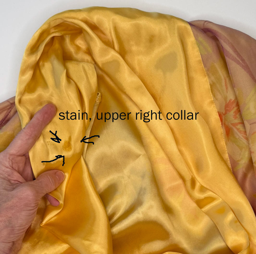 Vintage 20s Robe Yellow Gold Satin Floral Shimmer 30s Kimono Style VFG