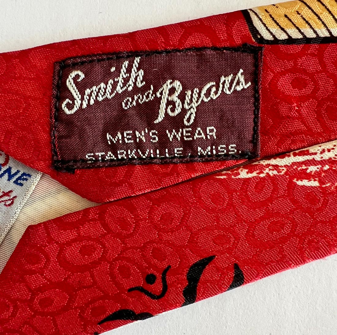 40s Wide Vintage Necktie Petroglyph Print Wilson Yellowstone Neck Tie VFG