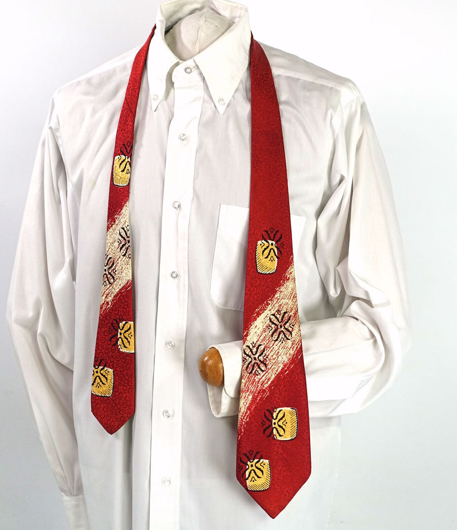 40s Wide Vintage Necktie Petroglyph Print Wilson Yellowstone Neck Tie VFG