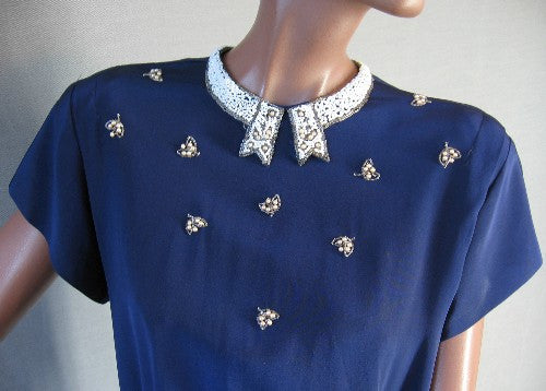 details 1940s vintage embellished blouse