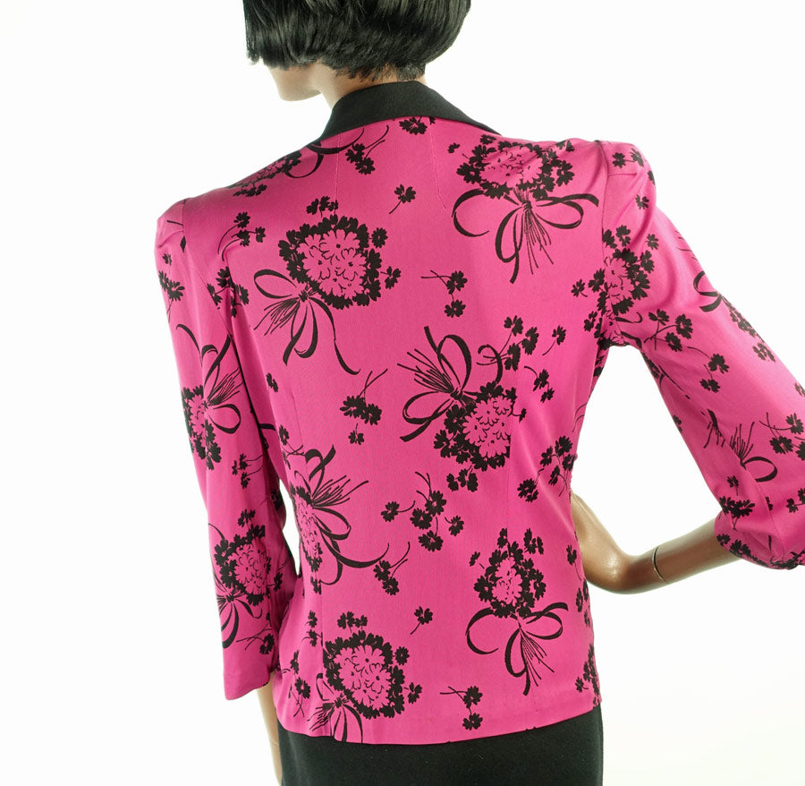 back view, 40s pink and black blouse