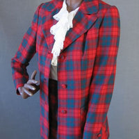 Women's Vintage 60s Skirt Jacket Suit Outfit by Aljean Tartan Plaid Wool Scarf Kilt M VFG