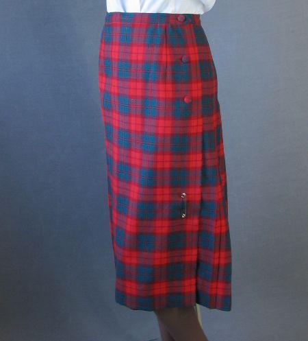 Women's Vintage 60s Skirt Jacket Suit Outfit by Aljean Tartan Plaid Wool Scarf Kilt M VFG