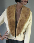 1950s vintage cashmere cardigan sweater with mink fur collar