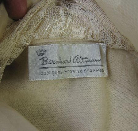 50s Bernhard Altmann Sweater Cashmere Mink Collar Vintage Cropped Medium to Large VFG Mags Rags