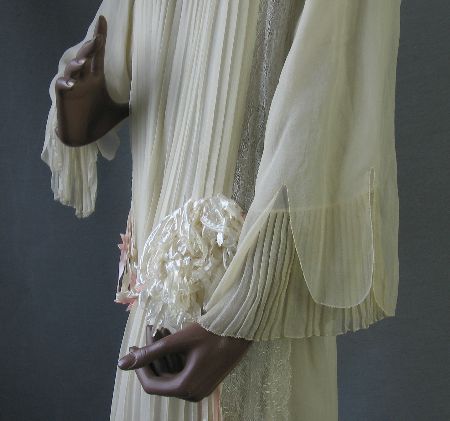 another detail view, layered chiffon sleeve with pleating 