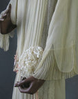 another detail view, layered chiffon sleeve with pleating 