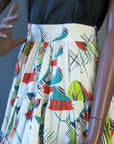 closer view of waistband, 50s atomic print circle skirt