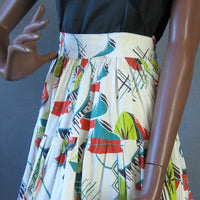 closer view of waistband, 50s atomic print circle skirt