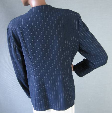 back of 40s navy blue pinstripe jacket