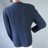 back of 40s navy blue pinstripe jacket