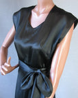 vintage 40s black silk satin cocktail dress