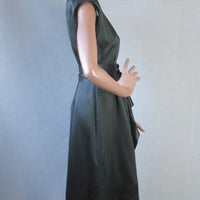side view of  40s black silk party dress
