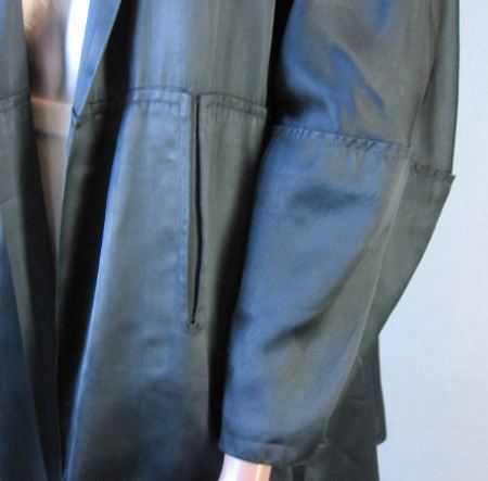 black sating swing jacket detail
