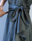 detail of side draped skirt LBD