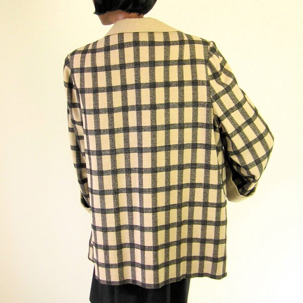 50s Swing Jacket Women's Vintage Windowpane Plaid Medium to Large VFG Wm Block