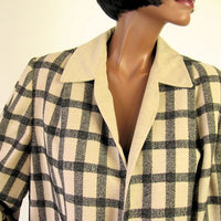 50s Swing Jacket Women's Vintage Windowpane Plaid Medium to Large VFG Wm Block