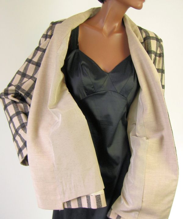 50s Swing Jacket Women's Vintage Windowpane Plaid Medium to Large VFG Wm Block