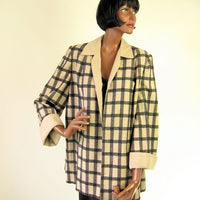 50s Swing Jacket Women's Vintage Windowpane Plaid Medium to Large VFG Wm Block