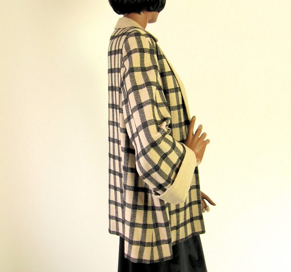 50s Swing Jacket Women's Vintage Windowpane Plaid Medium to Large VFG Wm Block