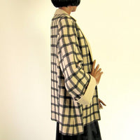 50s Swing Jacket Women's Vintage Windowpane Plaid Medium to Large VFG Wm Block